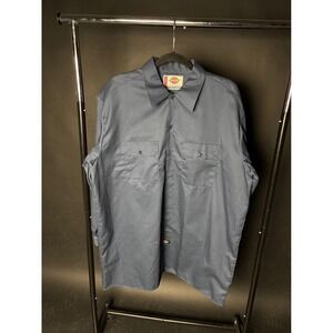Dickies Flex Work Shirt Mens XL Grey Long Sleeve Patch Pocket Collar Relaxed Fit